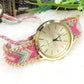 Feshionn IOBI Watches Coral & Mint Offbeat Hand Woven Watch in 13 Colorful Patterns