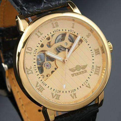 Feshionn IOBI Watches Gold Sophisticated In Gold Mechanical Skeleton Automatic Watch For Men