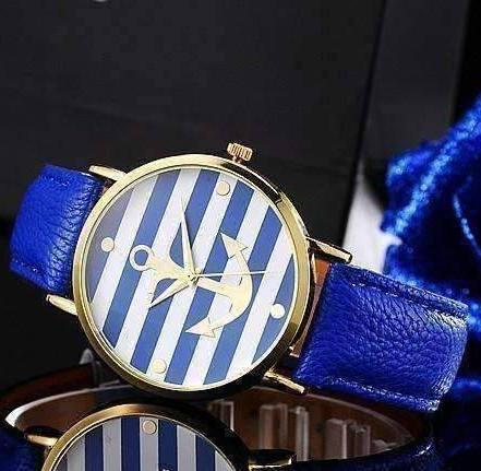 Feshionn IOBI Watches ON SALE - Ahoy!  Anchor Watch in Blue and White Stripes