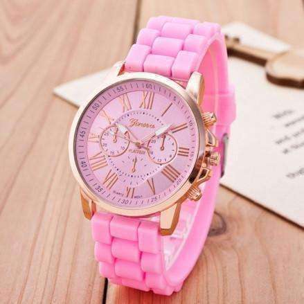 Feshionn IOBI Watches Pink Casual Elegance Rose Gold Geneva Watch with Silicone Band ~ 3 Colors to Choose