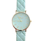 Feshionn IOBI Watches Quilted Leather Geneva Watch in Mint Green