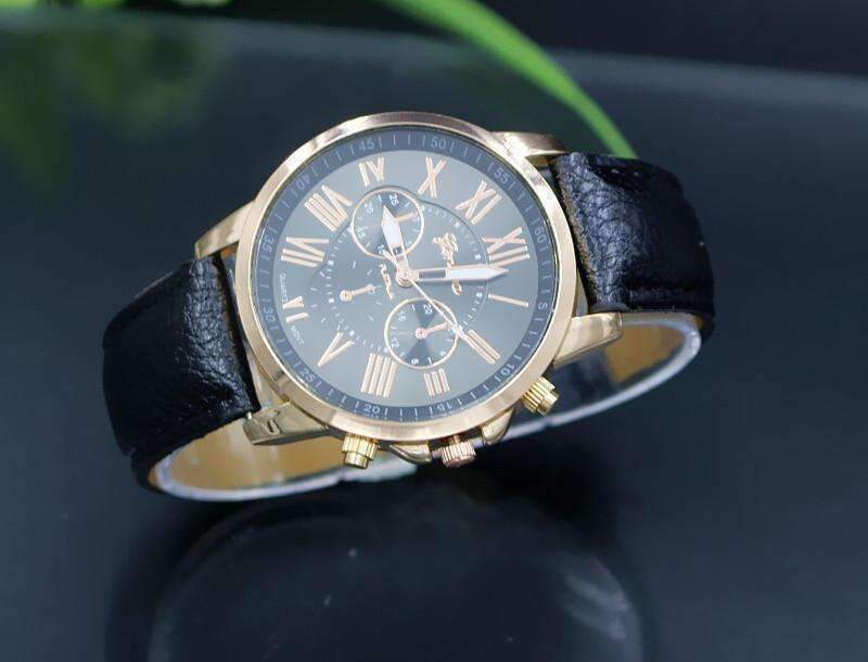 Feshionn IOBI Watches Rose Gold Classic Geneva Watch in Black