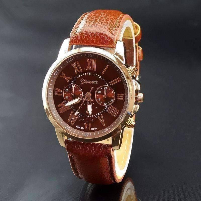 Feshionn IOBI Watches Rose Gold Classic Geneva Watch in Classic Brown