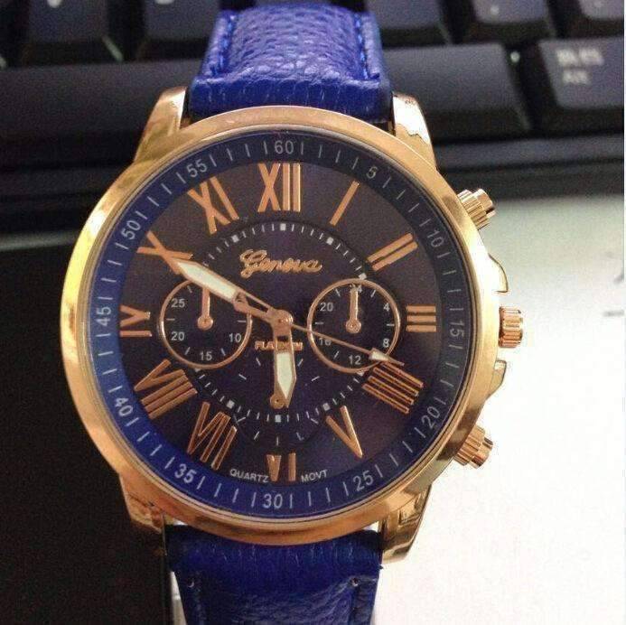 Feshionn IOBI Watches Rose Gold Classic Geneva Watch in Cobalt Blue