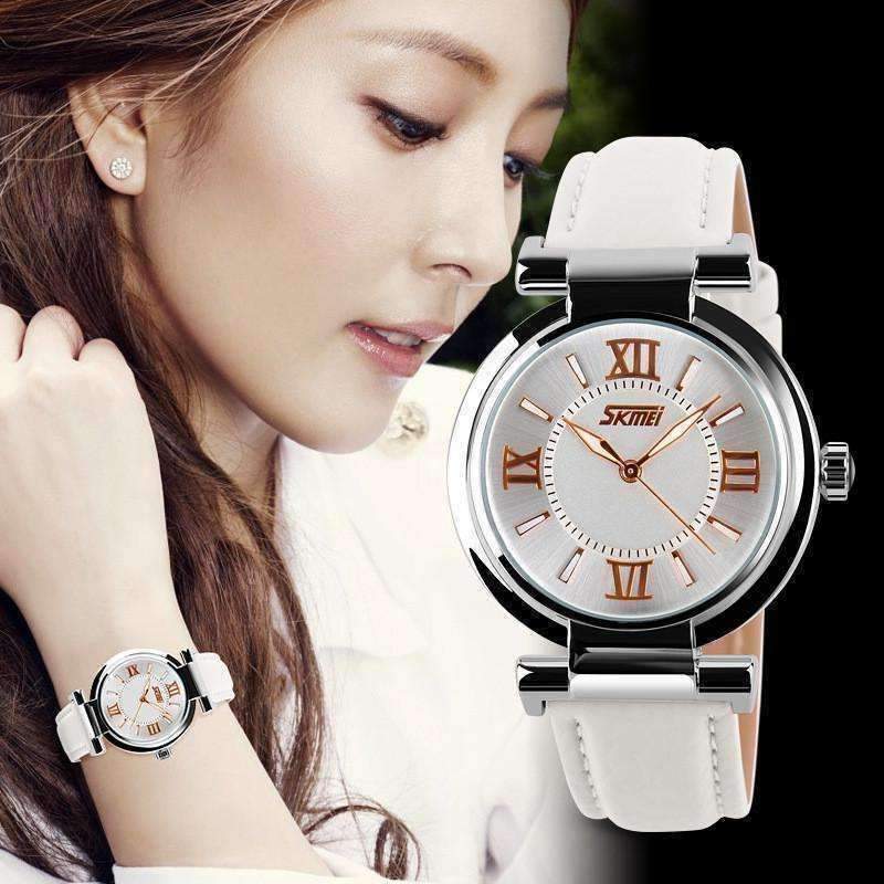 Feshionn IOBI Watches Sophisticated Omega Case Water Resistant Wrist Watch With Leather Band - 5 Colors to Choose!