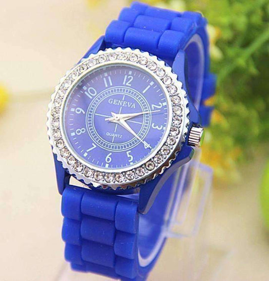 Feshionn IOBI Watches Sparkly Silky Silicone Watch in Blue