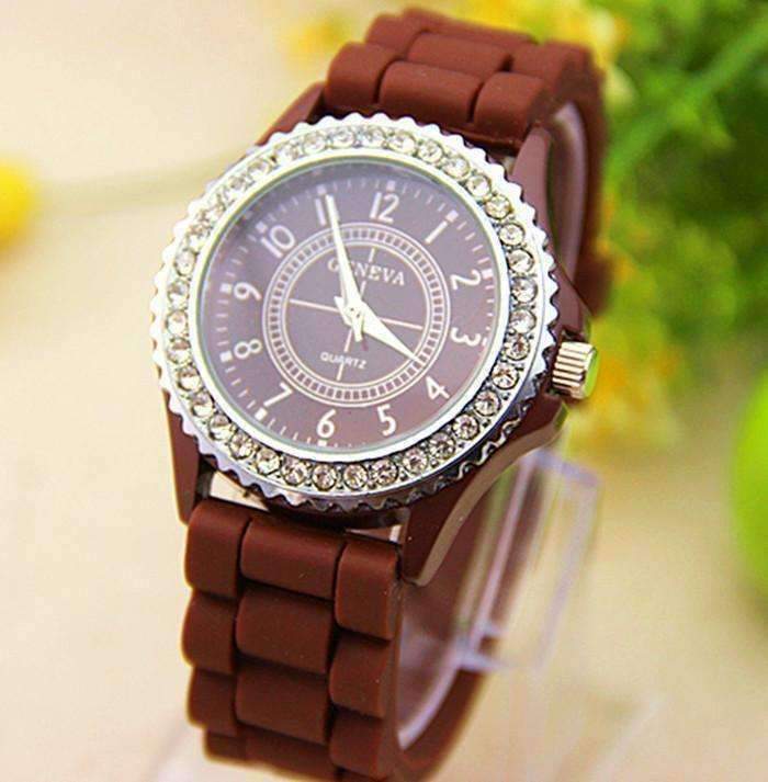 Feshionn IOBI Watches Sparkly Silky Silicone Watch in Chocolate Brown