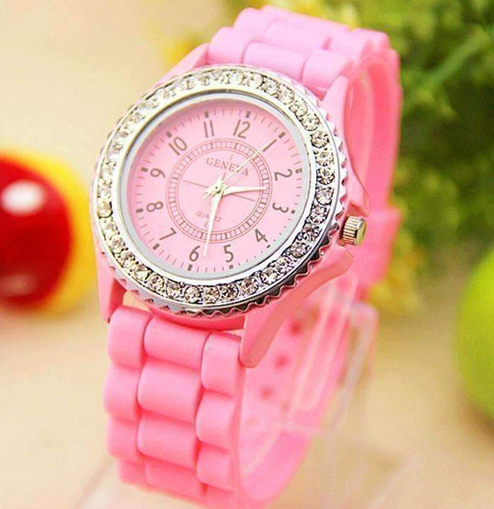 Feshionn IOBI Watches Sparkly Silky Silicone Watch in Pink