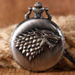 Feshionn IOBI Watches Stark Throne Wolf Embossed Bronze Pocket Watch - Silver or Bronze