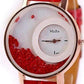 Feshionn IOBI Watches Time to Shine! Oversize Wrist Watch with Floating Crystals & Leather Band