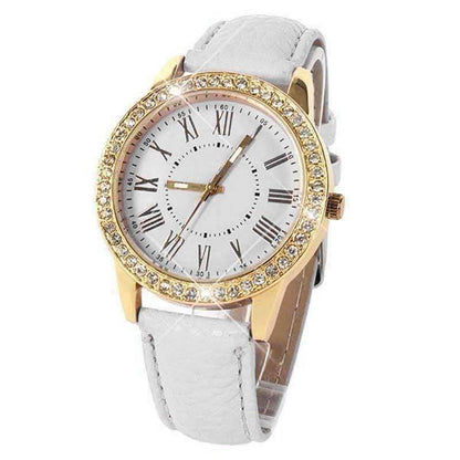 Feshionn IOBI Watches White Casual Elegance Yellow Gold Geneva Watch With Matching Face ~ Two Classic Colors