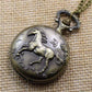 Feshionn IOBI Watches Wild Stallion Bronze Engraved Antique Style Pocket Watch Necklace