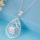 Lined Pear Drop CZ Sterling Silver Necklace