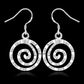 Hammered Spiral Silver Hook Earrings For Woman