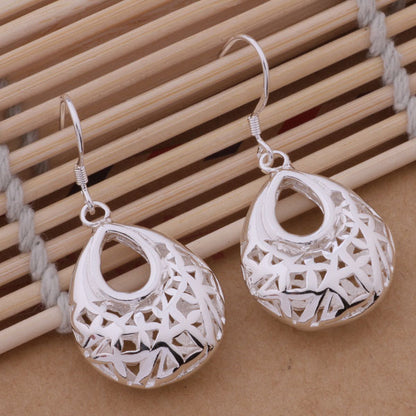 Droplet Silver Filigree Cage Earrings for Women