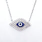 Charming Blue Evil Eye CZ & Sterling Silver Necklace