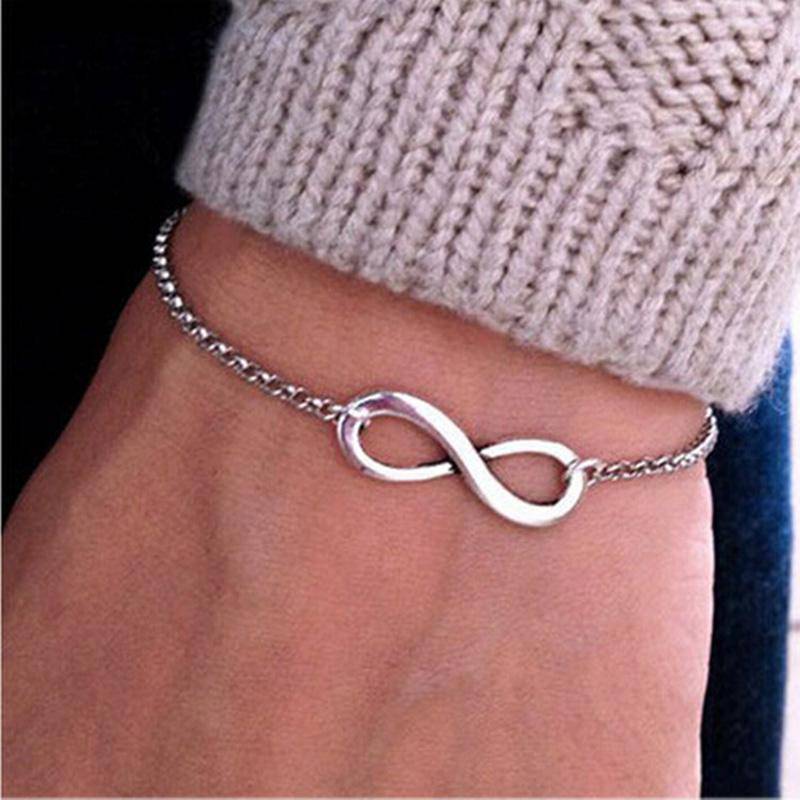 Infinity Symbol Chain Bracelet in Silver or Gold