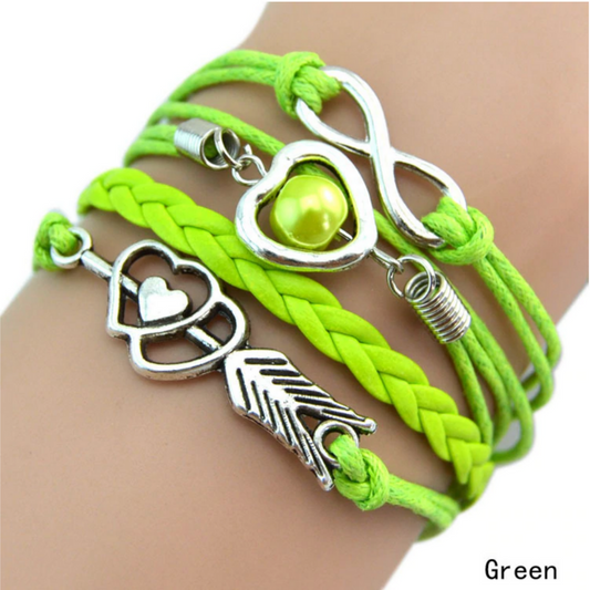 Forever Love Handmade Braided Leather Friendship Bracelet For Woman - Light Green