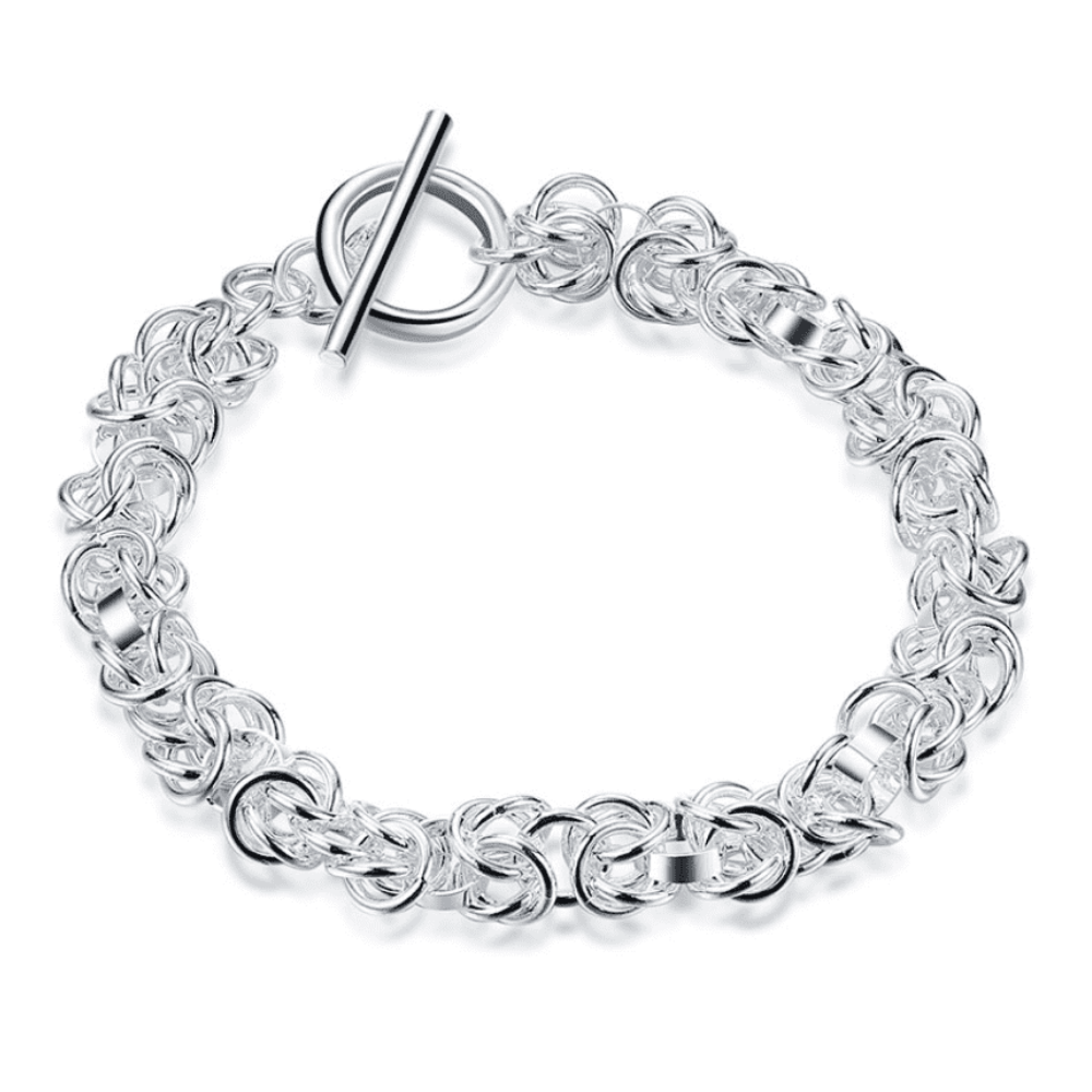Knotted Links Silver Toggle Bracelet For Woman Special Occasion Christ ...