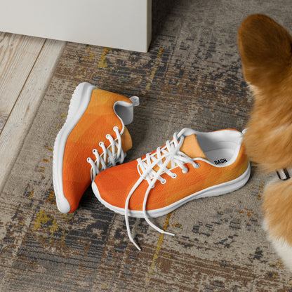 DASH Geo Orange Men’s Athletic Shoes Lightweight Breathable Design by IOBI Original Apparel