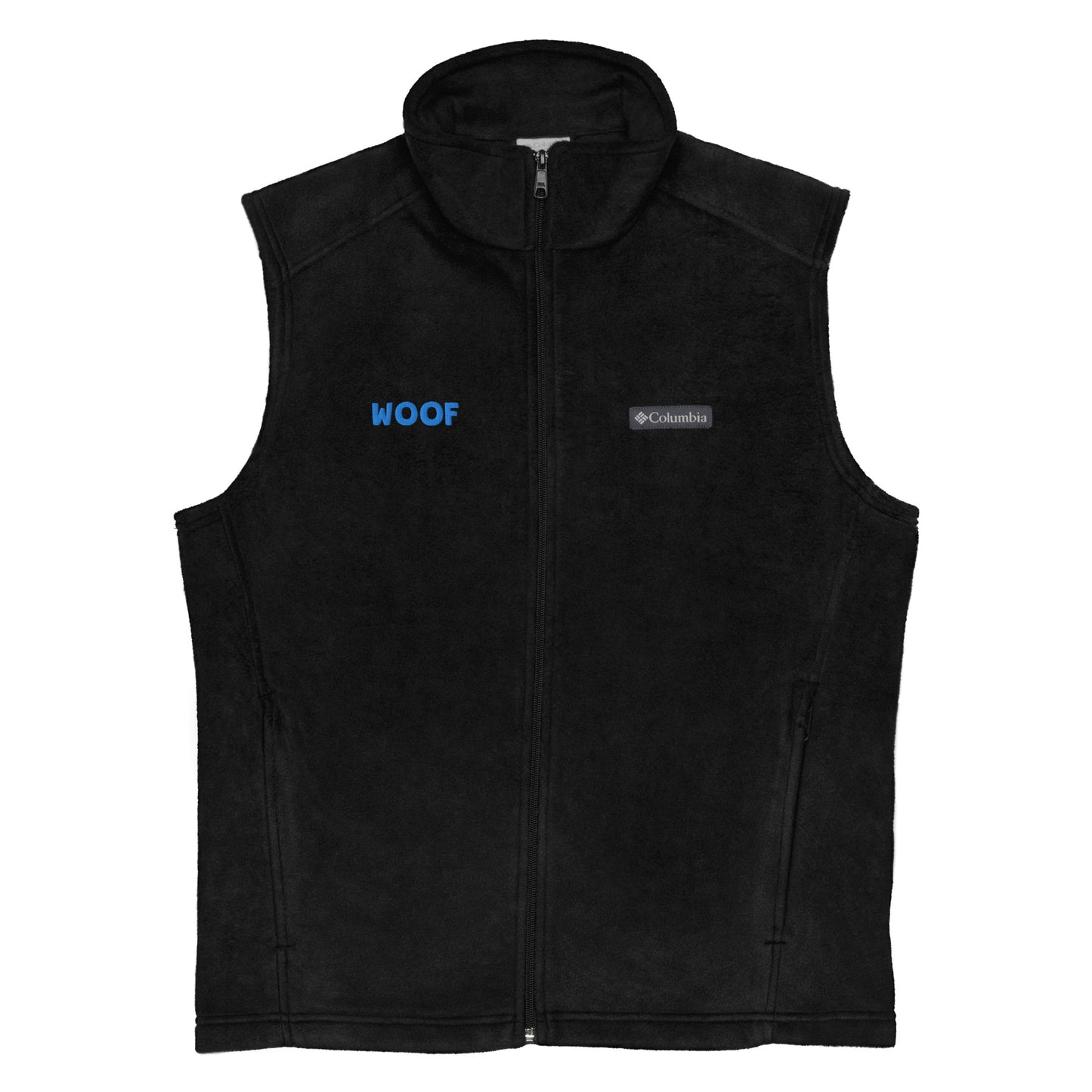 Men’s Columbia Fleece Vest With Pockets Embroidery Woof for Dog Lover