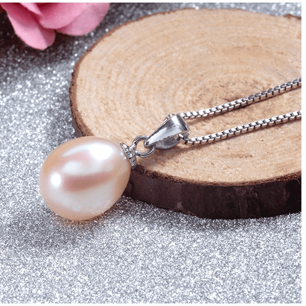 Peach Genuine Freshwater Pearl Drop Necklace