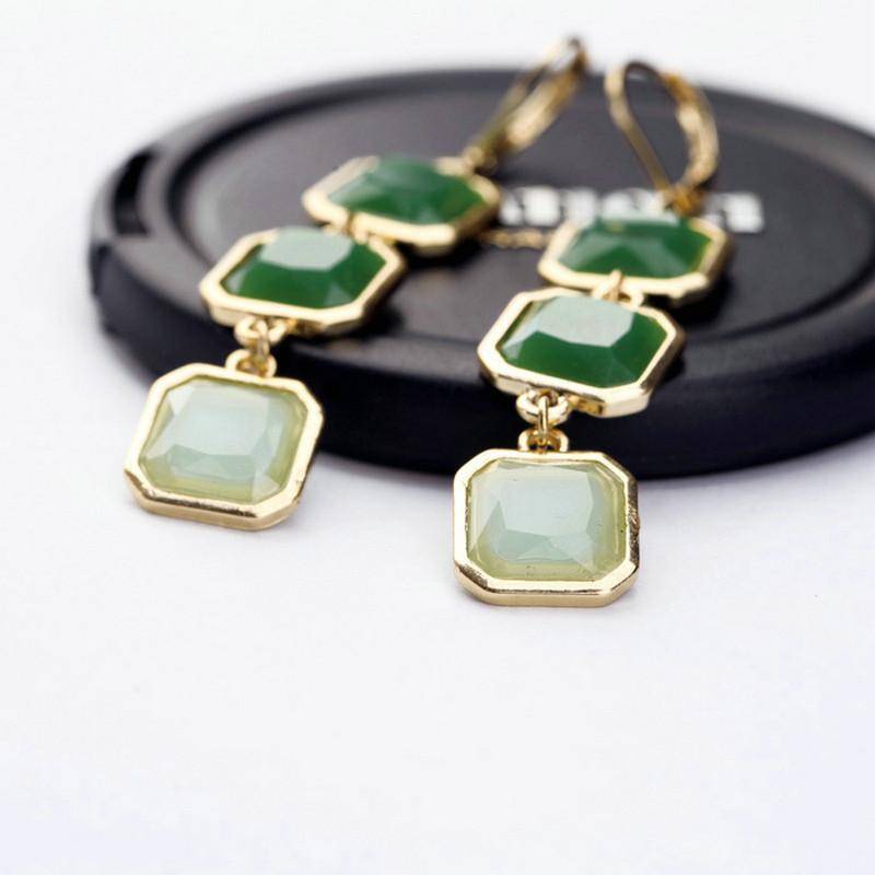 Talya Squares Jade Drop Earrings