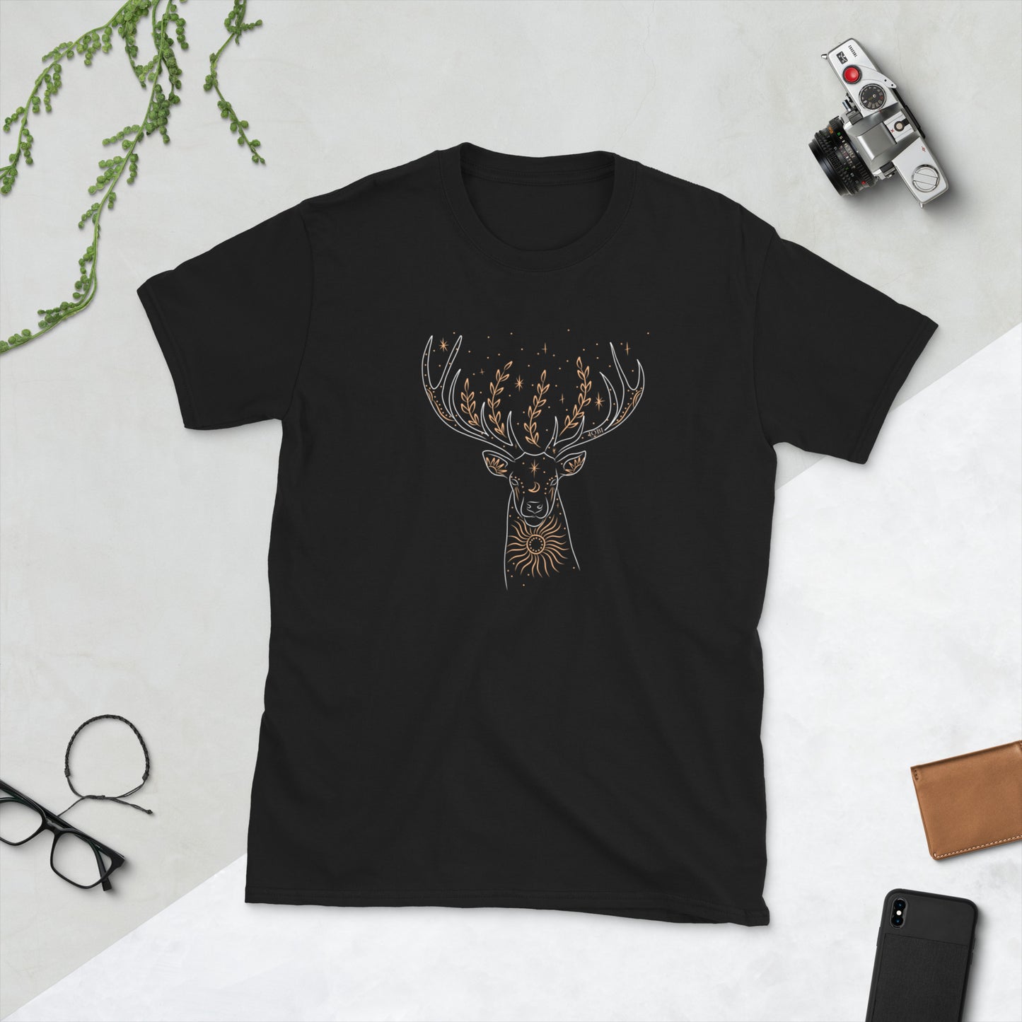 Short-Sleeve Women Soft T-Shirt Deer Universe Design by IOBI Original Apparel