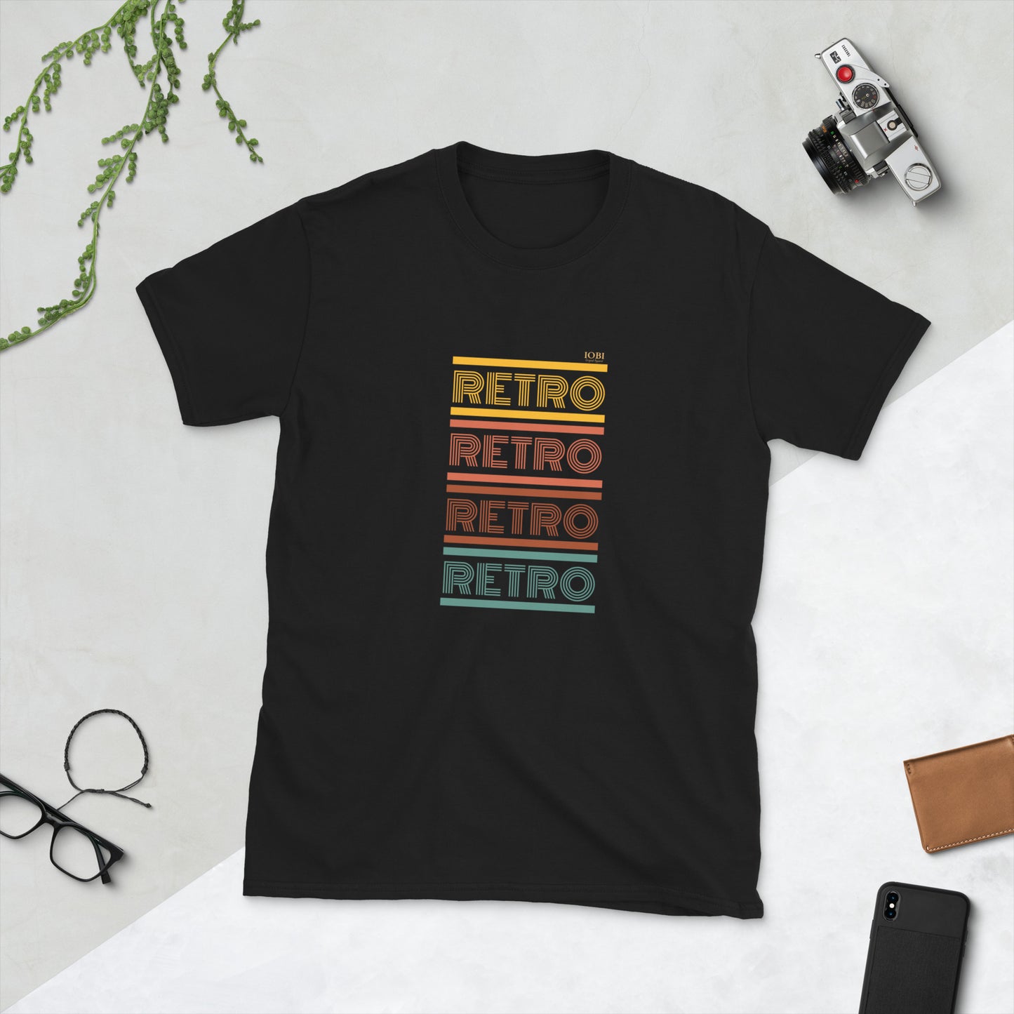 Short-Sleeve Men Soft T-Shirt Color Retro Symbol Design by IOBI Original Apparel