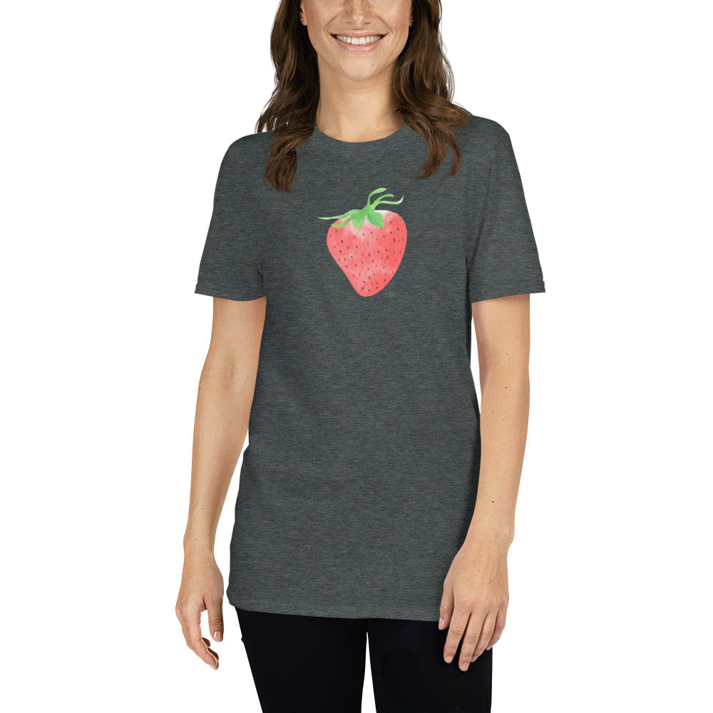 Short-Sleeve Women Soft T-Shirt Strawberry Design by IOBI Original Apparel