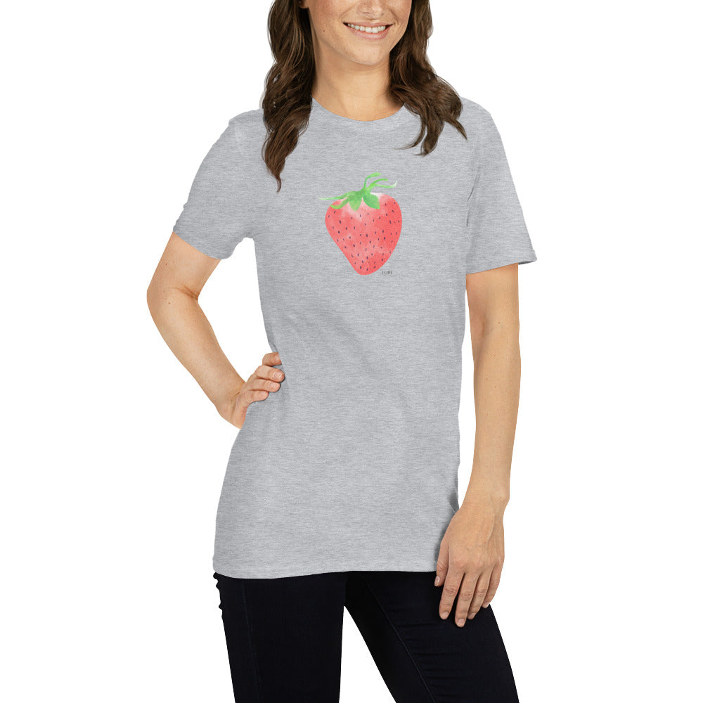 Short-Sleeve Women Soft T-Shirt Strawberry Design by IOBI Original Apparel