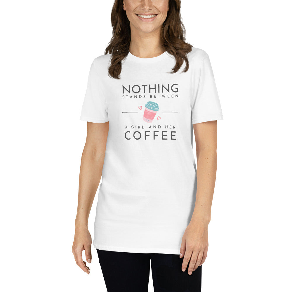 Short-Sleeve Women Soft T-Shirt A Girl and Her Coffee Design by IOBI Original Apparel