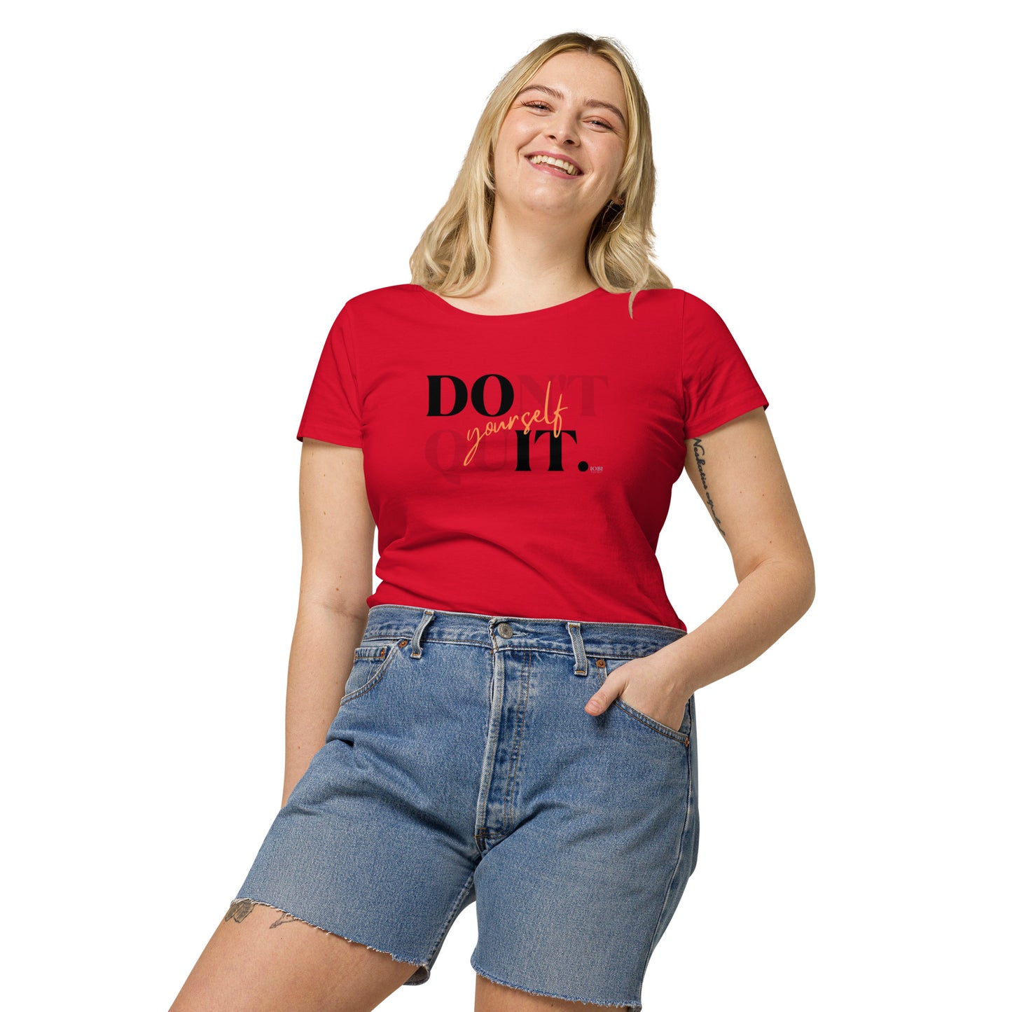 Women’s Basic Organic Eco-Friendly T-Shirt Soft Scoop Neck Do It Yourself Design by IOBI Original Apparel