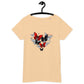 Women’s Basic Organic Eco-Friendly T-Shirt Soft Scoop Neck Red & Black Butterflies Design by IOBI Original Apparel