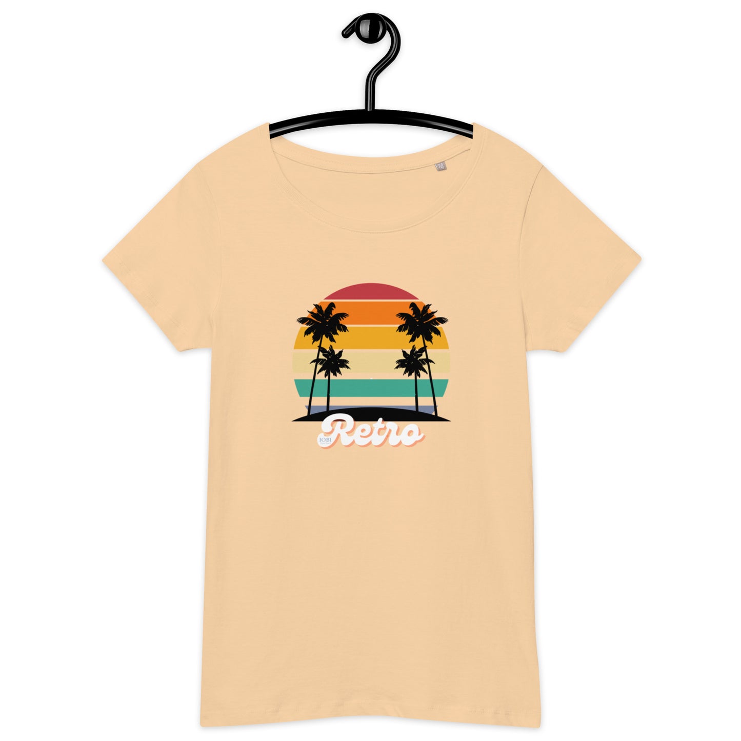 Women’s Basic Organic Eco-Friendly T-Shirt Soft Scoop Neck Retro Design by IOBI Original Apparel