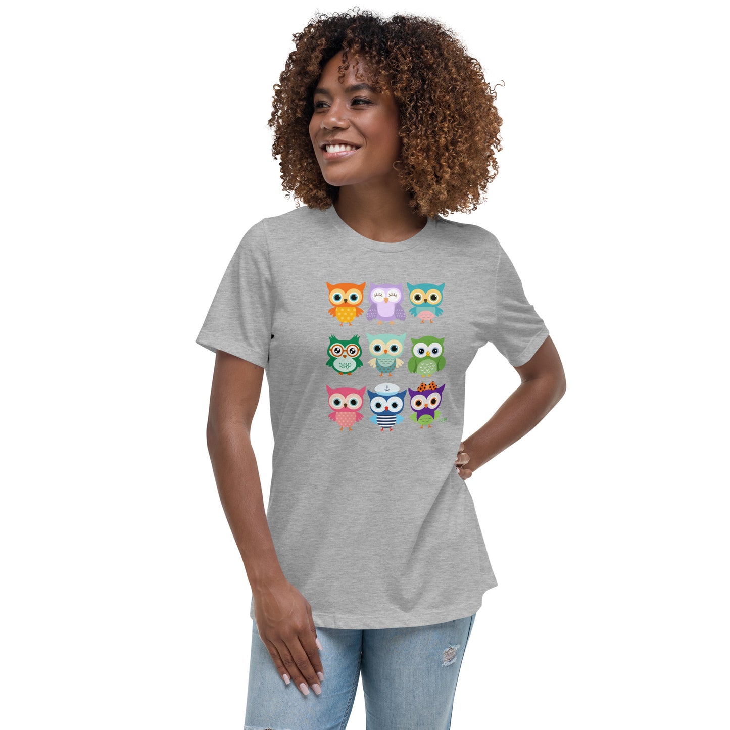 Women's Relaxed Soft & Smooth Premium Quality T-Shirt Baby Owls Design by IOBI Original Apparel