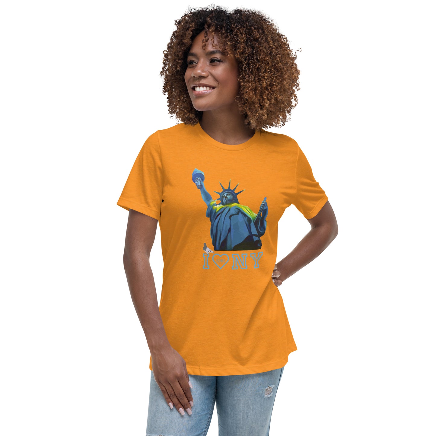 Women's Relaxed Soft & Smooth Premium Quality T-Shirt I Love New York Design by IOBI Original Apparel