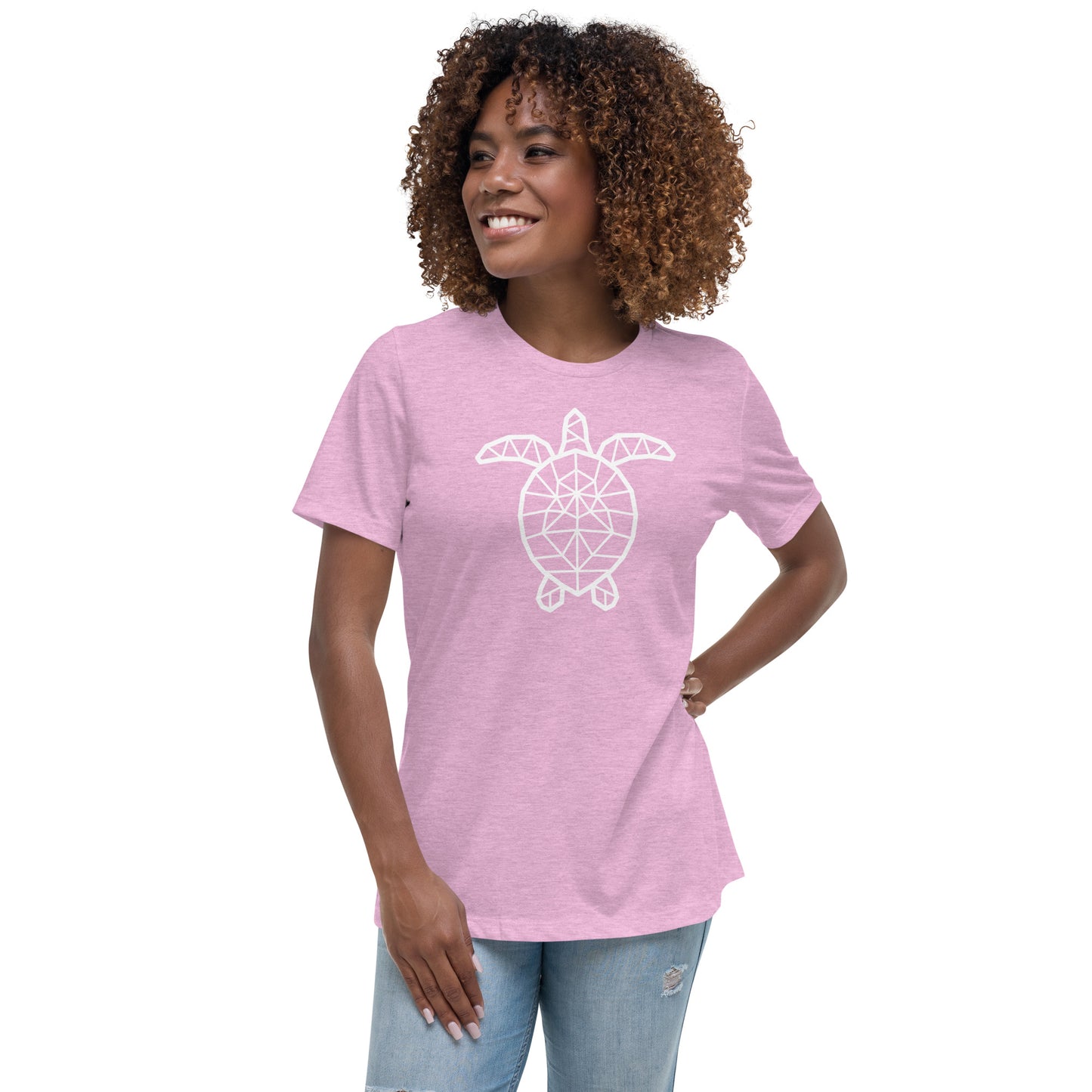 Women's Relaxed Soft & Smooth Premium Quality T-Shirt Mosaic Turtle Design by IOBI Original Apparel