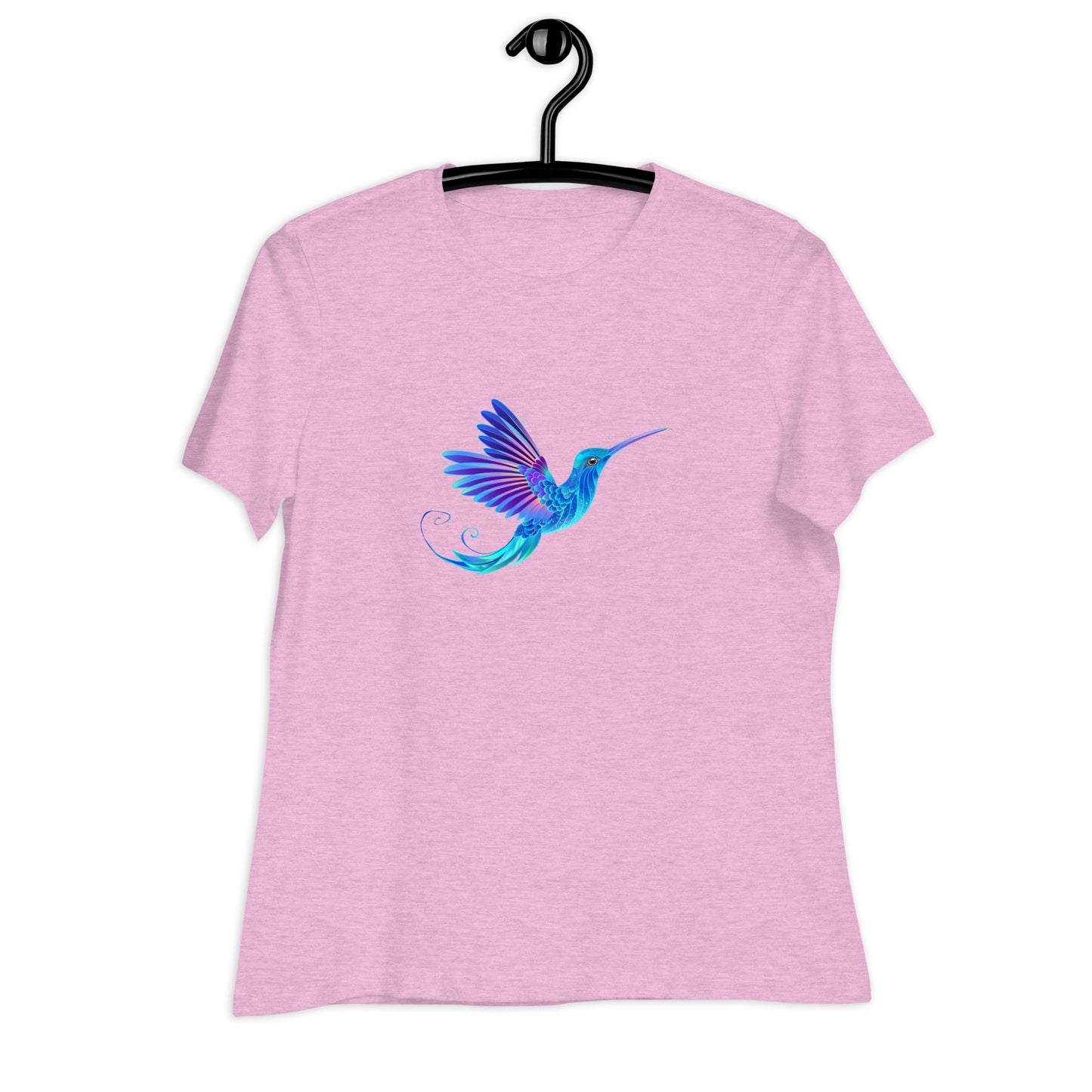 Women's Relaxed Soft & Smooth Premium Quality T-Shirt Magical Blue Hummingbird Design by IOBI Original Apparel