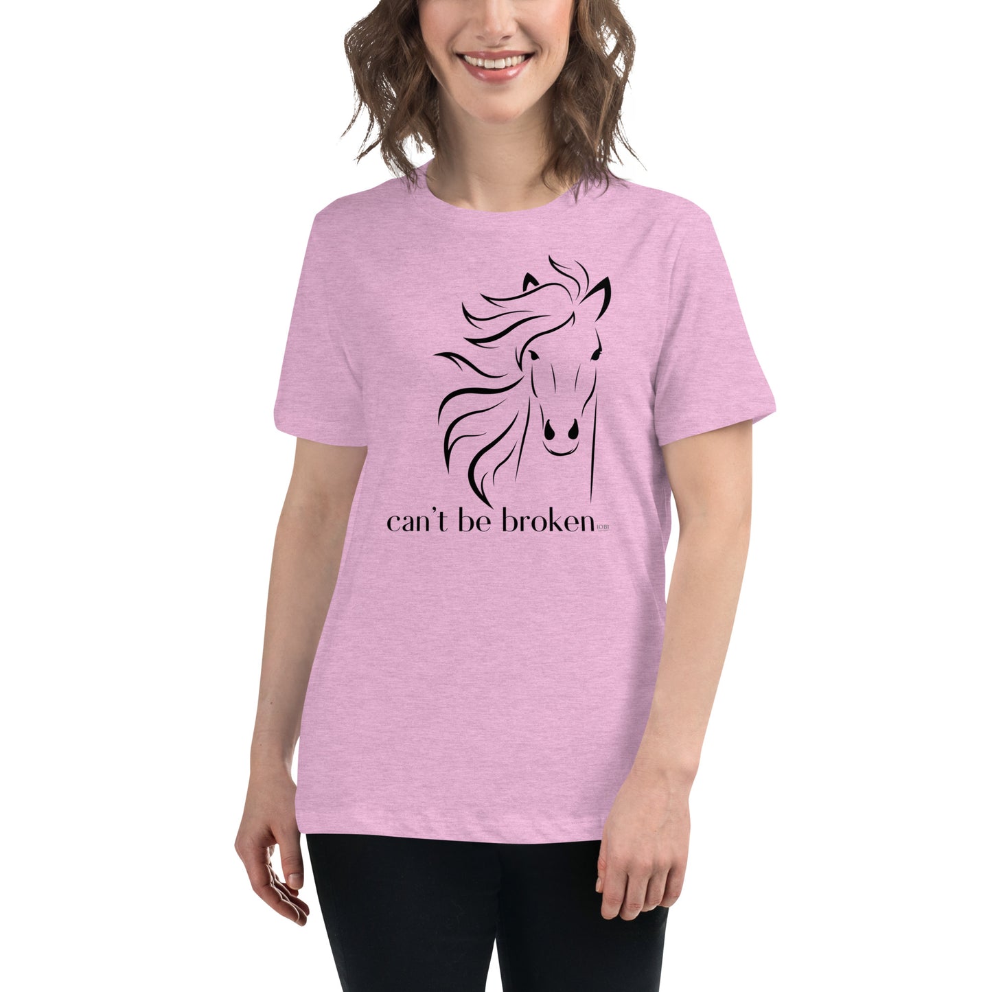 Women's Relaxed Soft & Smooth Premium Quality T-Shirt Can't Be Broken Horse Design by IOBI Original Apparel
