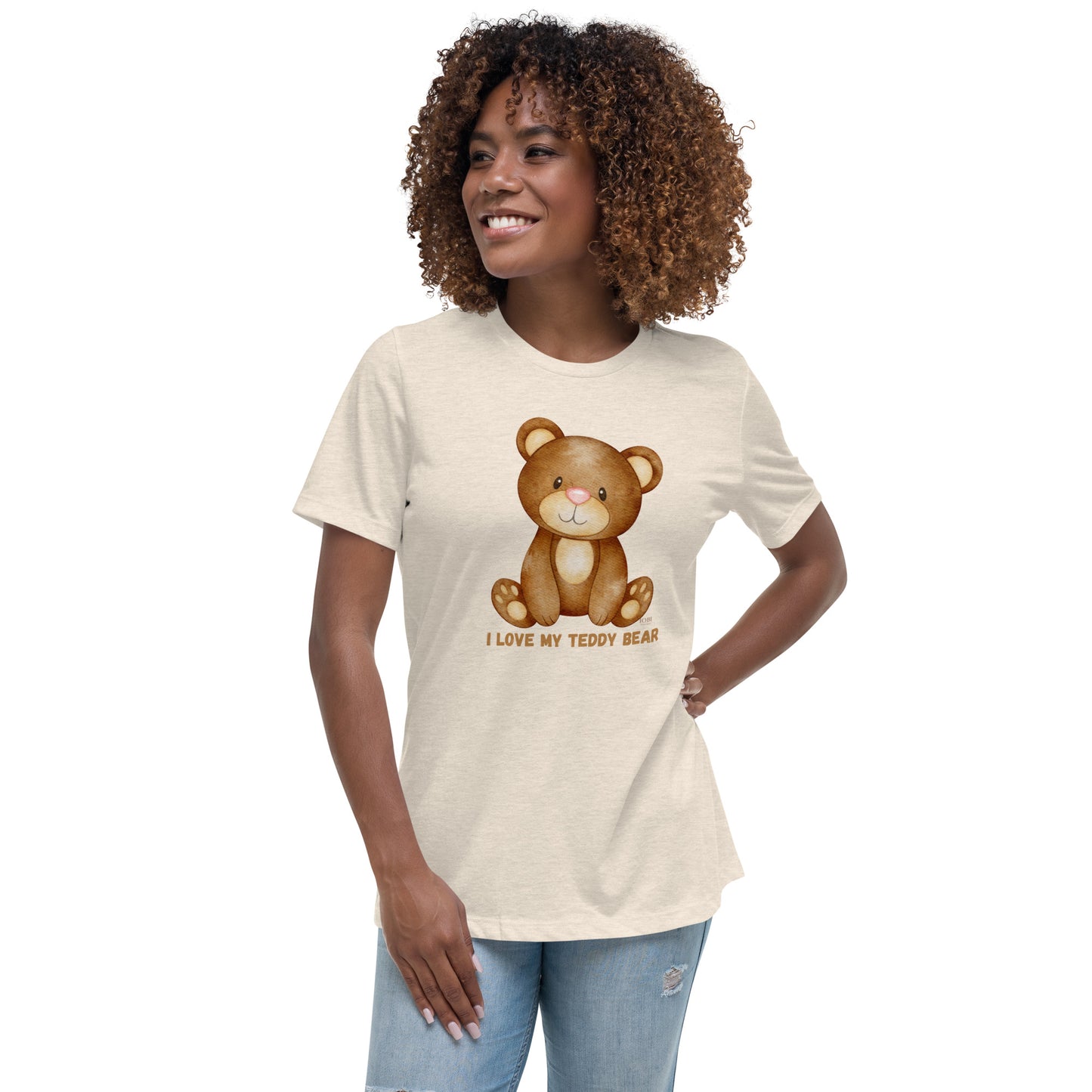 Women's Relaxed Soft & Smooth Premium Quality T-Shirt I Love My Teddy Bear Design by IOBI Original Apparel