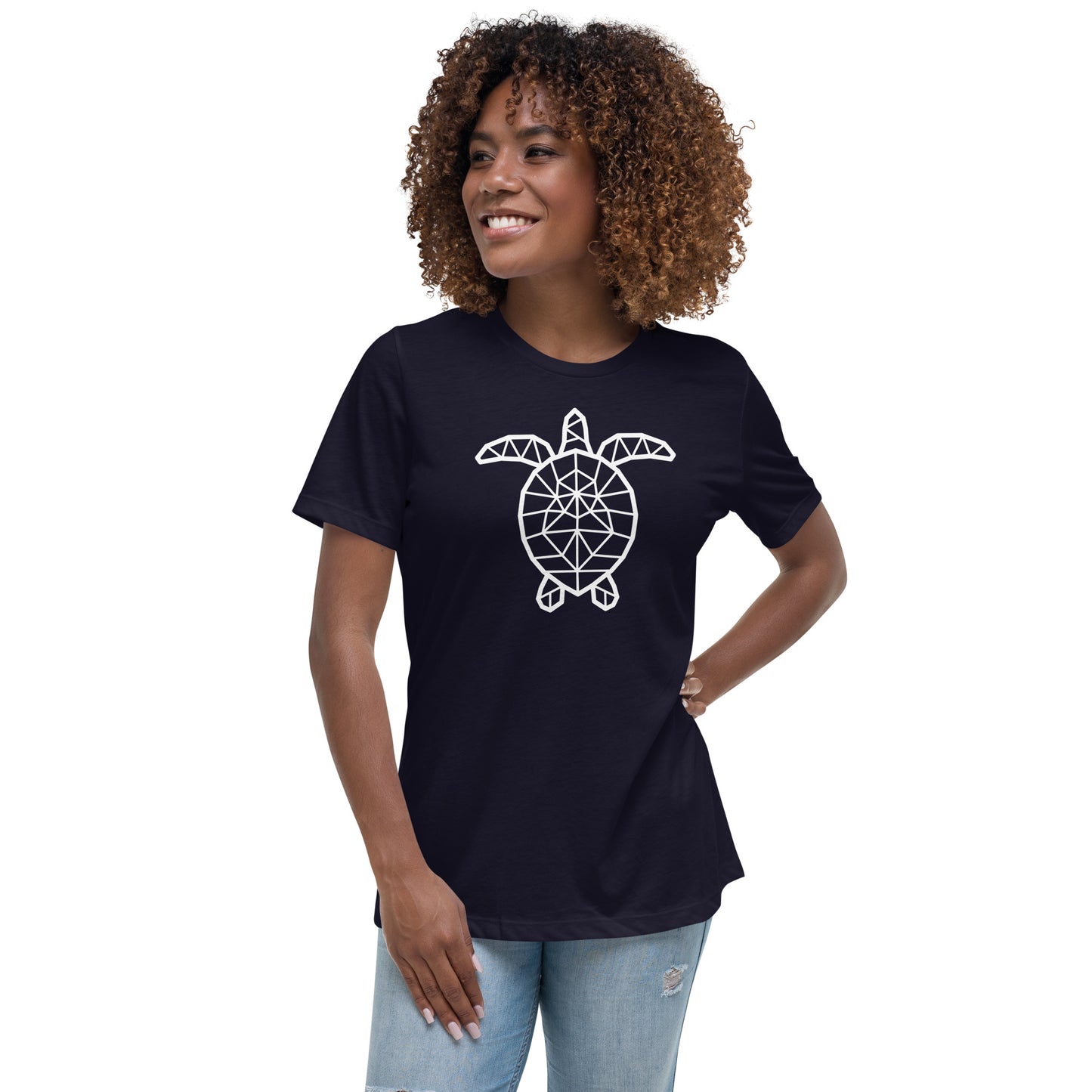 Women's Relaxed Soft & Smooth Premium Quality T-Shirt Mosaic Turtle Design by IOBI Original Apparel