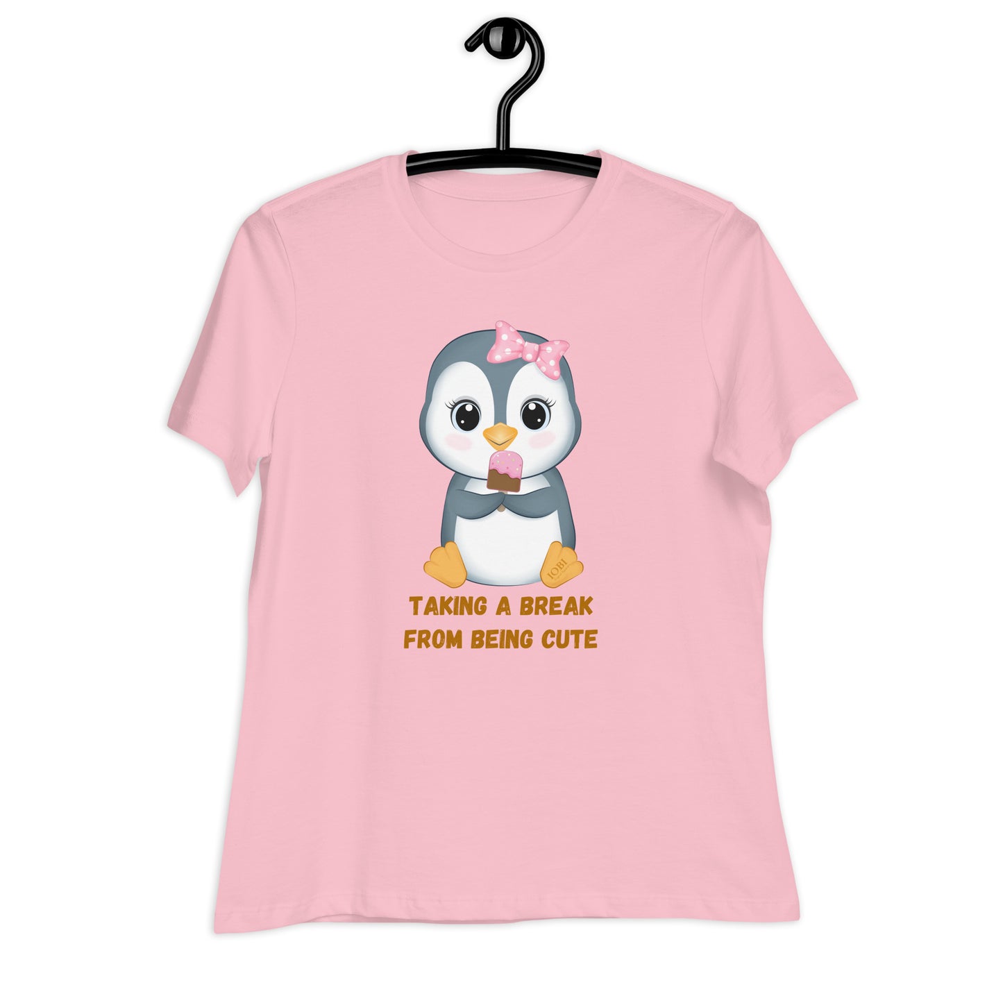 Women's Relaxed Soft & Smooth Premium Quality T-Shirt Taking A Break From Being Cute Penguin Design by IOBI Original Apparel